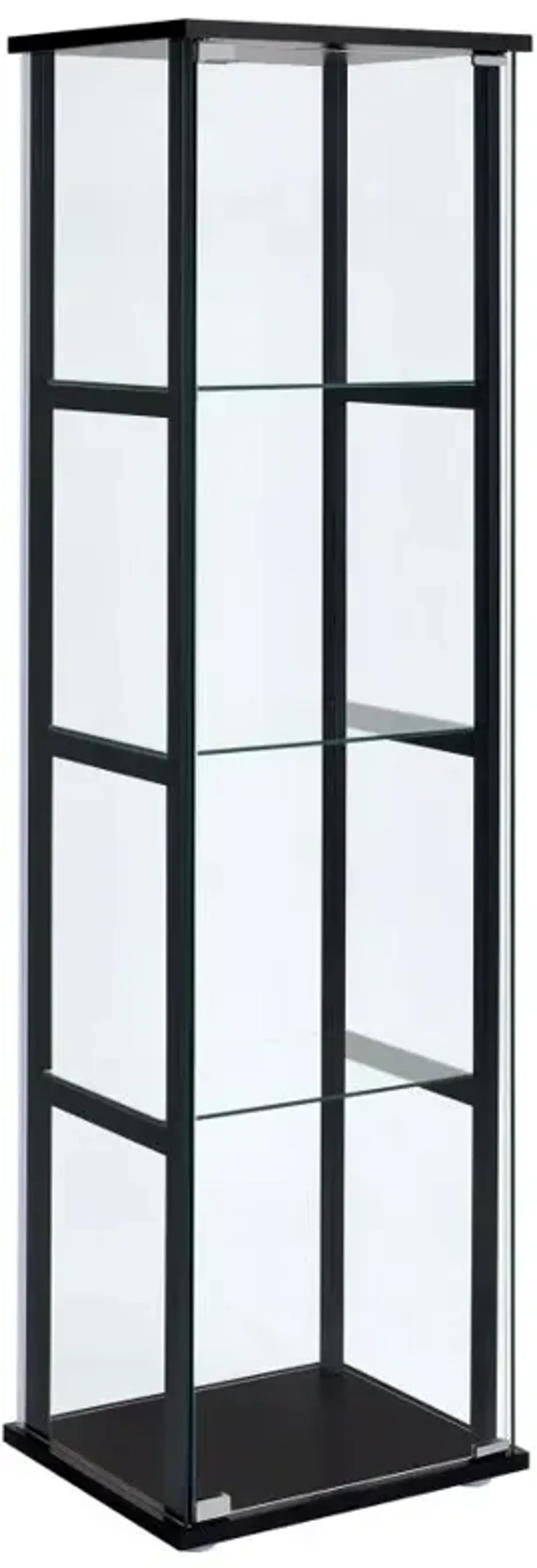 Cyclamen 4-shelf Glass Curio Cabinet Black and Clear