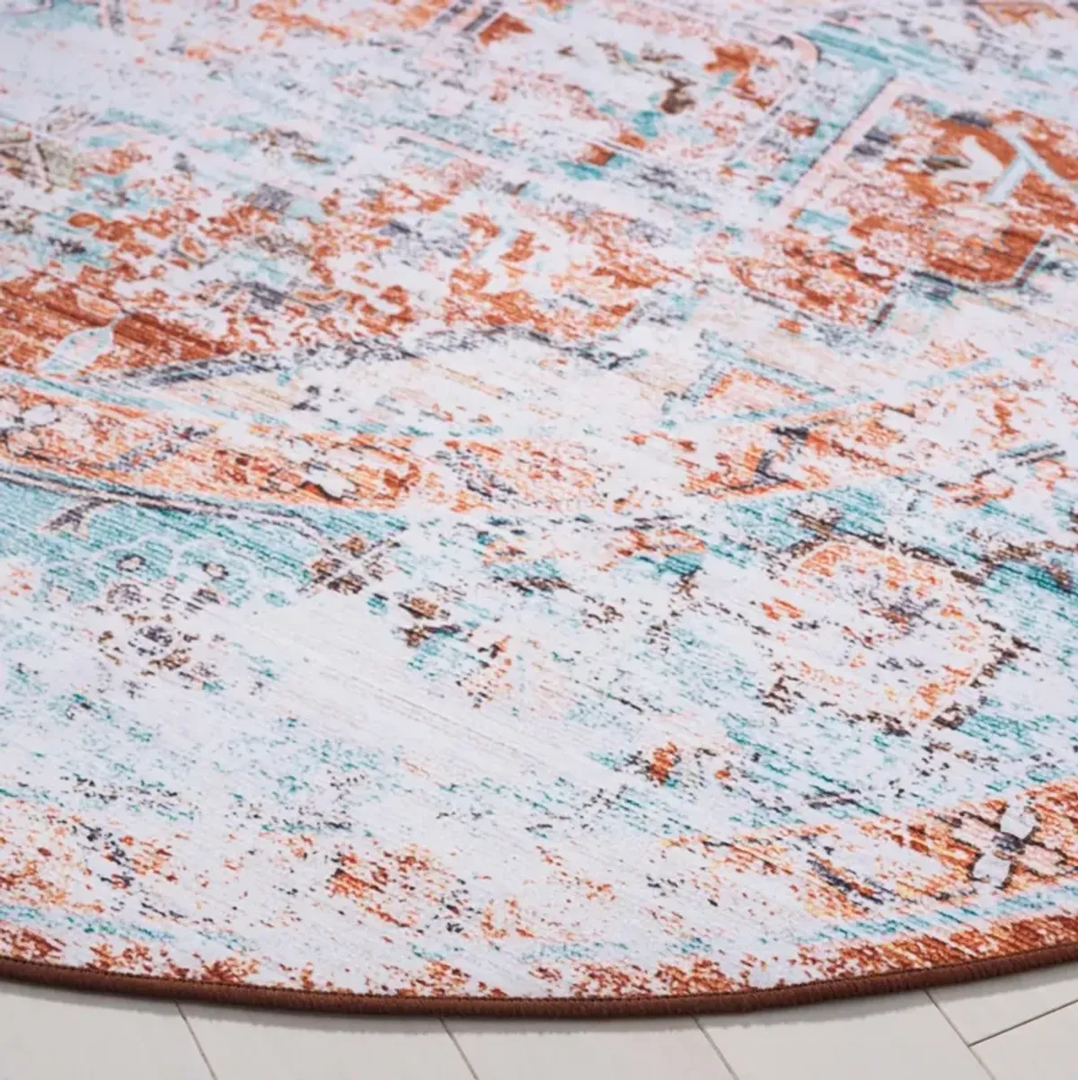 TUCSON 928 TURQUOISE  6' x 6' Round Round Rug