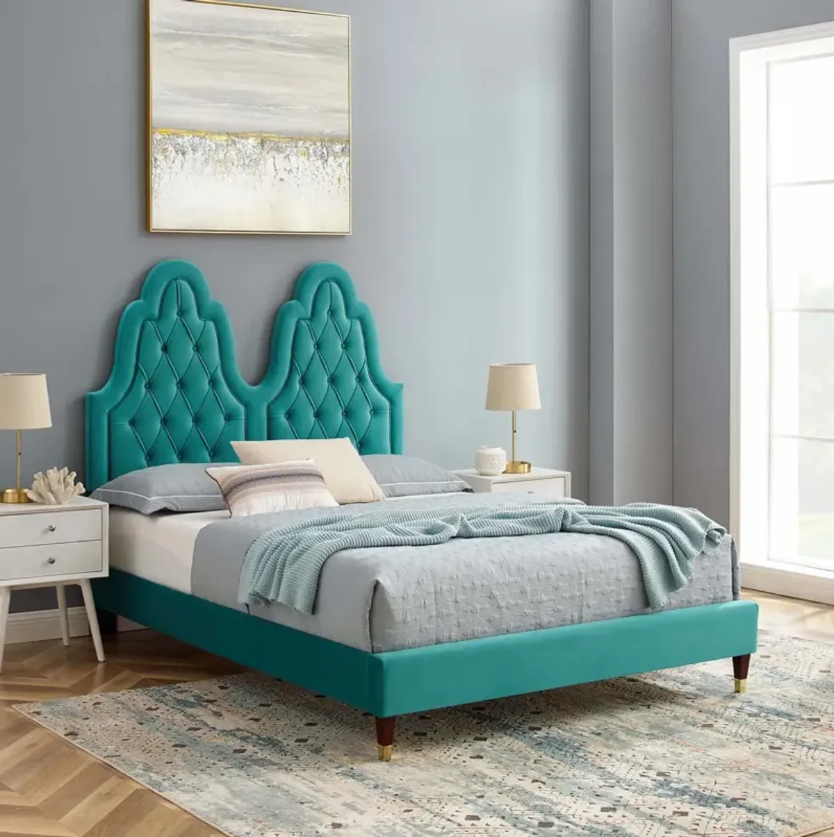 Alexandria Tufted Performance Velvet Twin Platform Bed