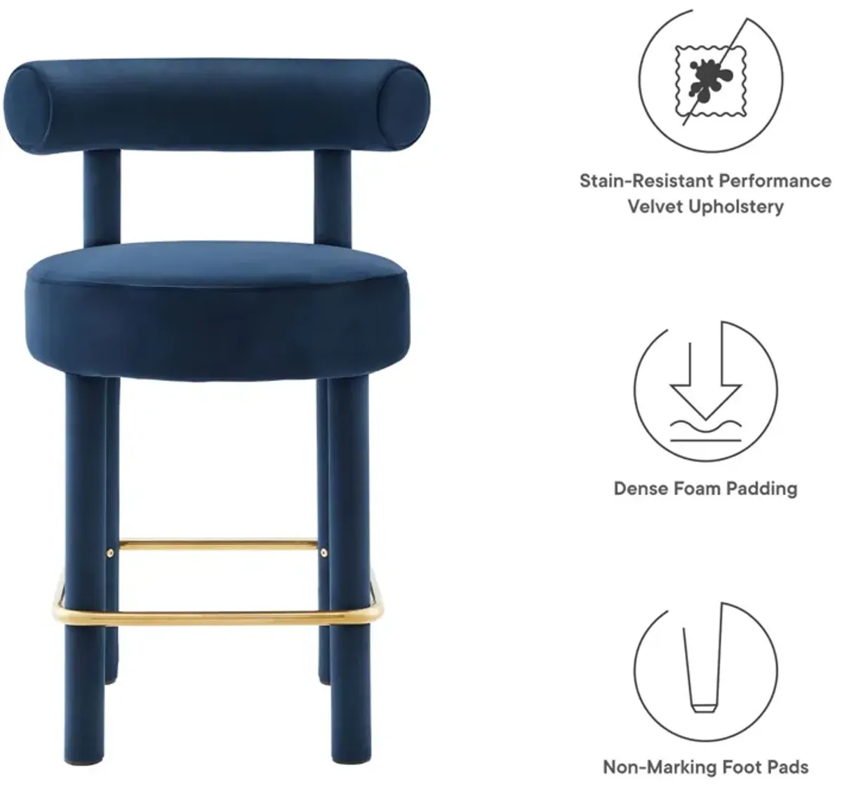 Toulouse Performance Velvet Counter Stool