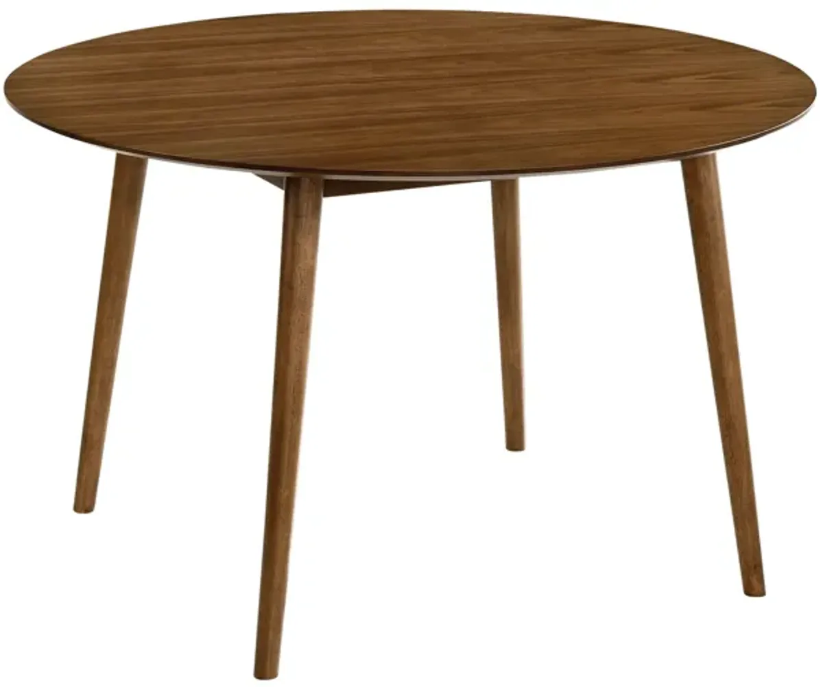 Arcadia and Azalea 48" Round Blue and Walnut Wood 5 Piece Dining Set