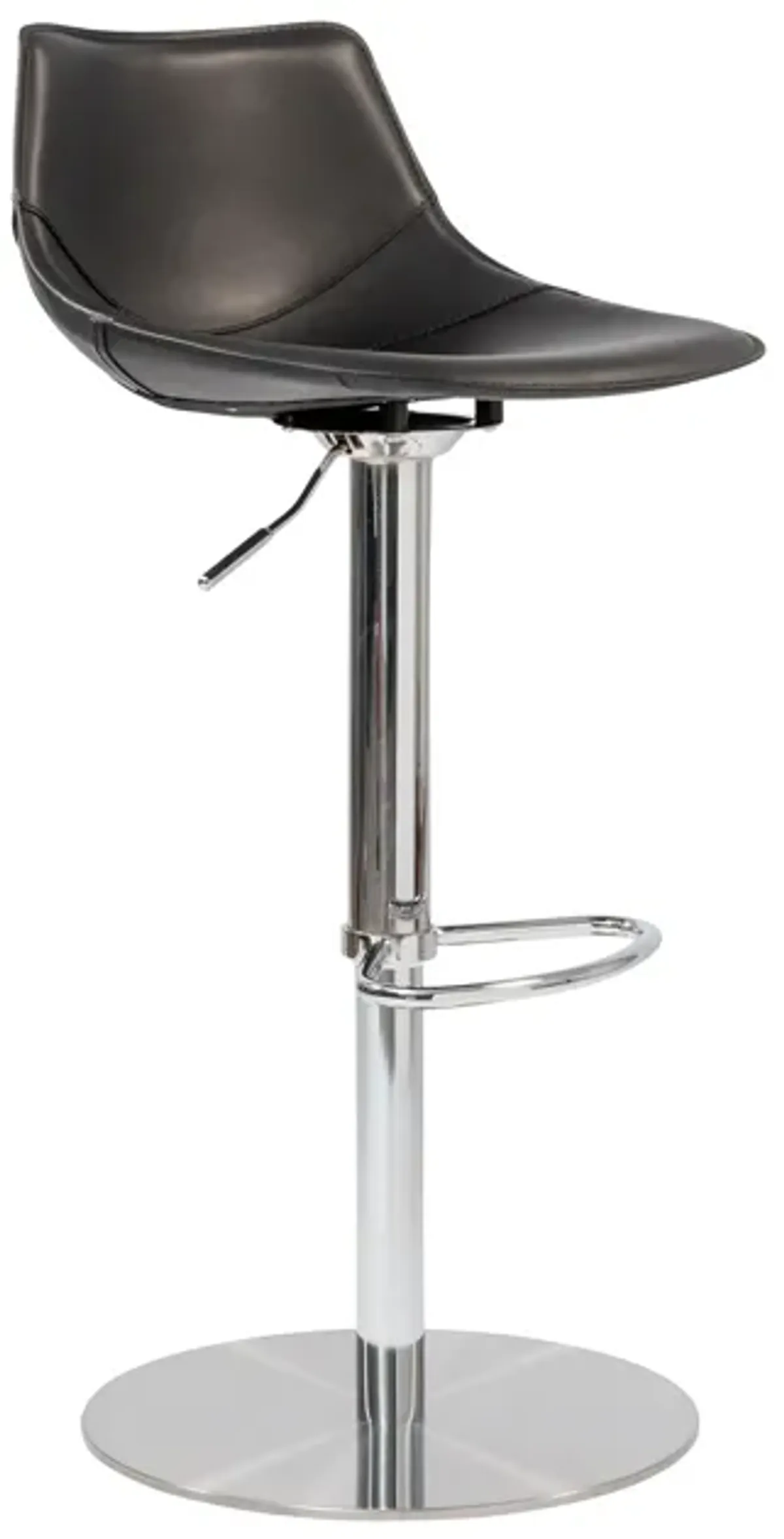 Rudy Adjustable Swivel Bar/Counter Stool in Black with Brushed Stainless Steel Base