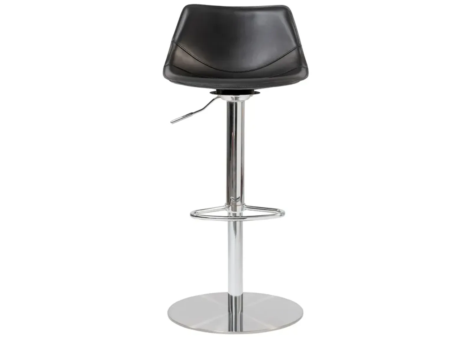 Rudy Adjustable Swivel Bar/Counter Stool in Black with Brushed Stainless Steel Base