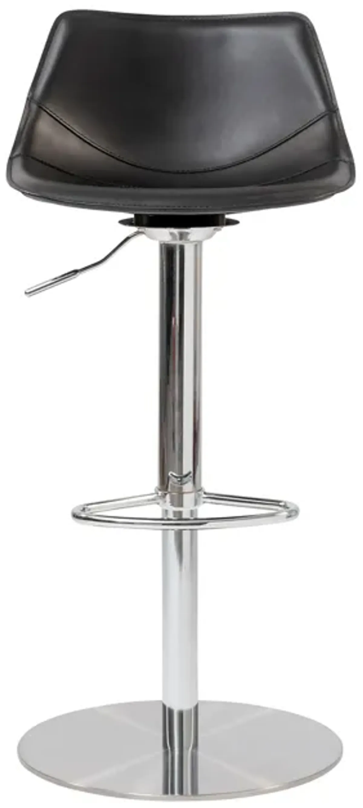 Rudy Adjustable Swivel Bar/Counter Stool in Black with Brushed Stainless Steel Base