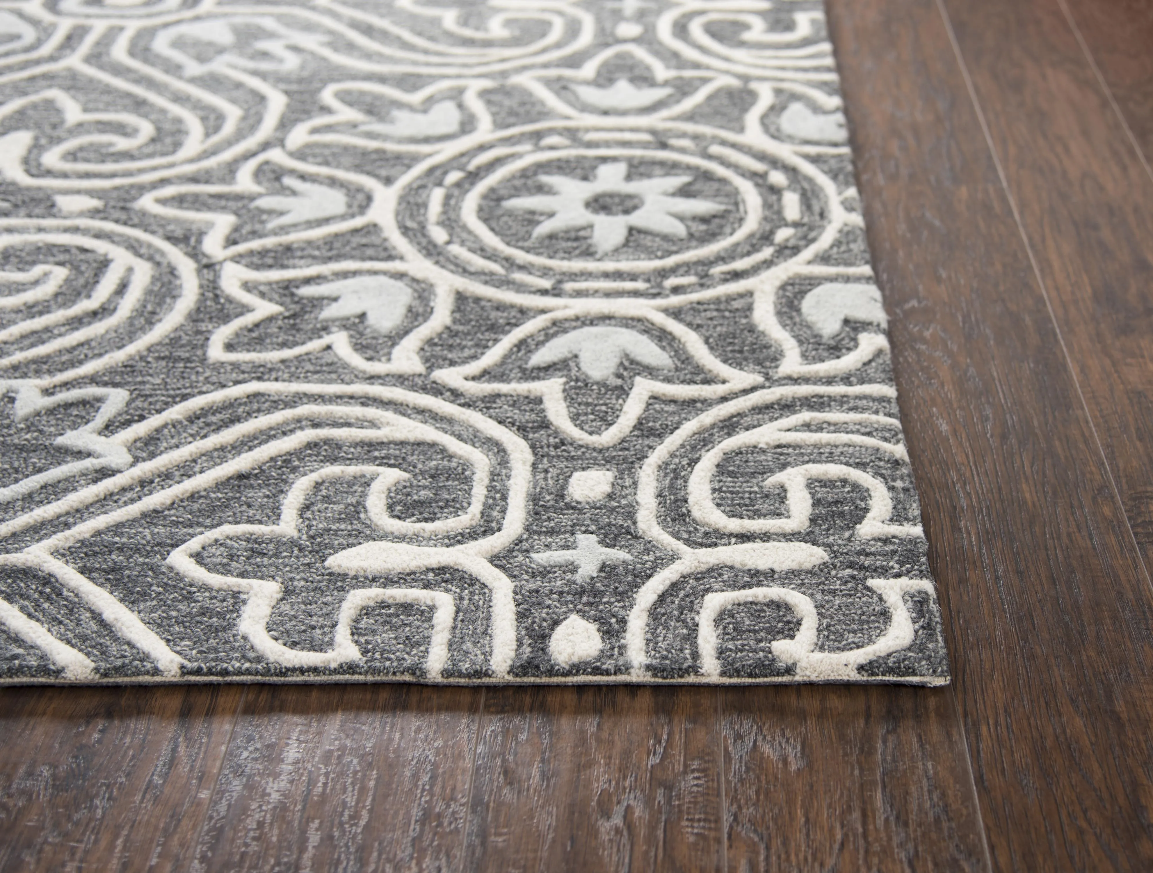 Opulent Gray Medallion Wool 2'6" x 8' Runner Rug