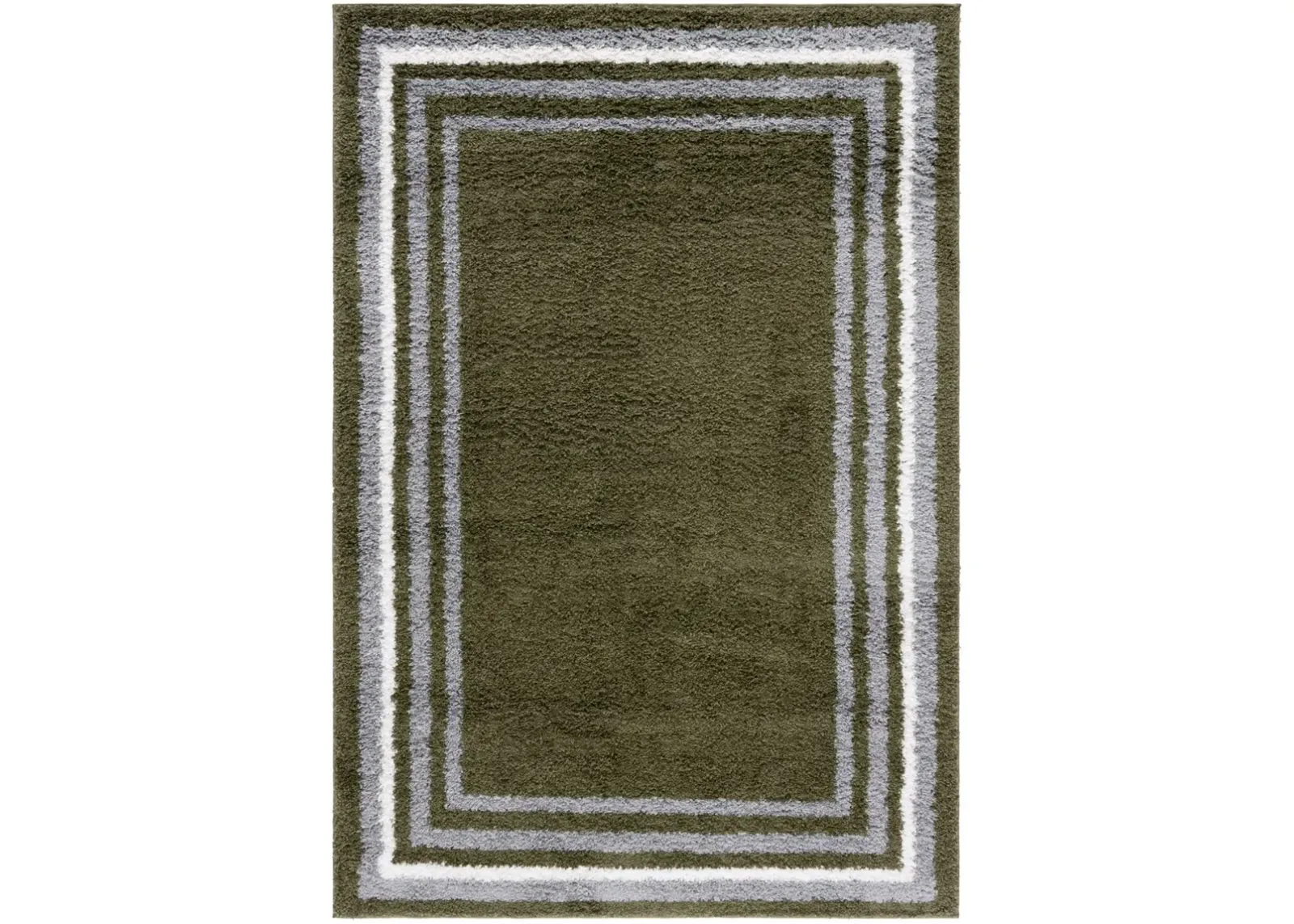 BORDER & STRIPE SHAG 251 Green 4'-5' x 6'-5' Medium Rectangle Rug