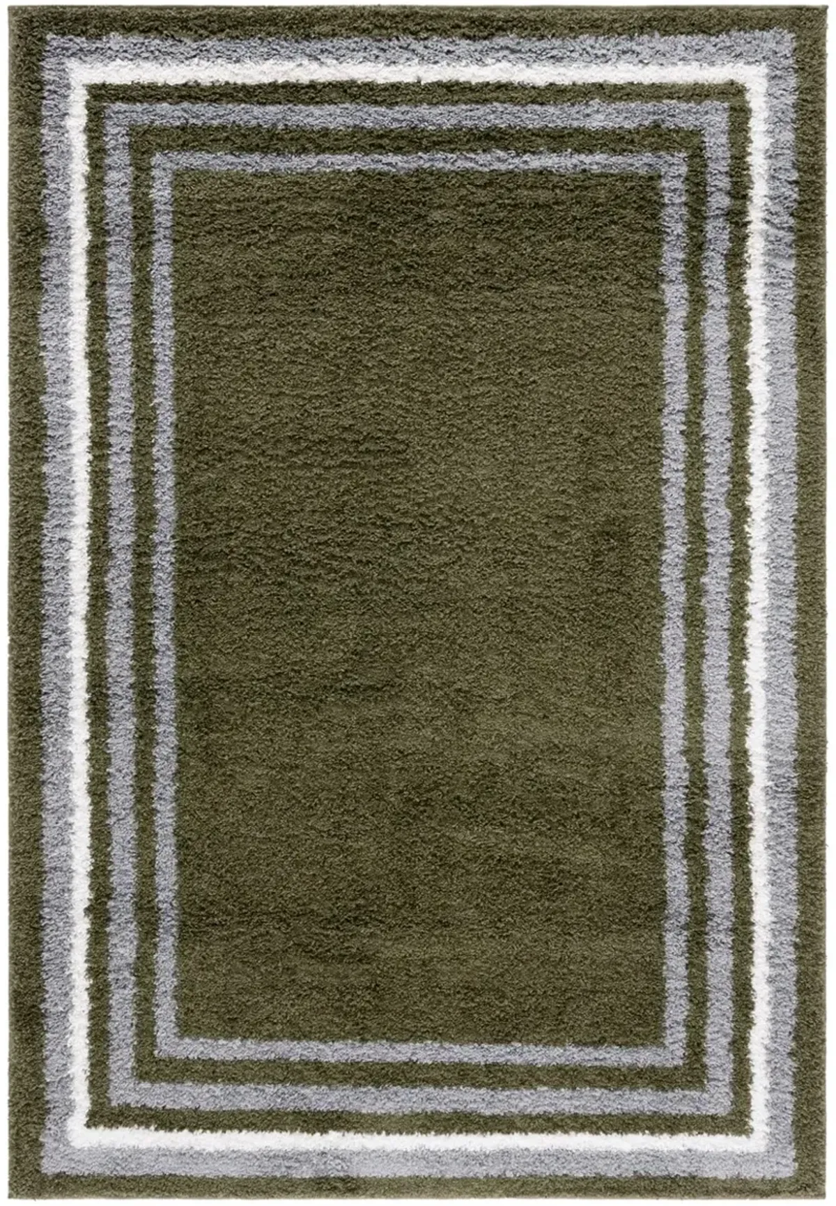 BORDER & STRIPE SHAG 251 Green 4'-5' x 6'-5' Medium Rectangle Rug