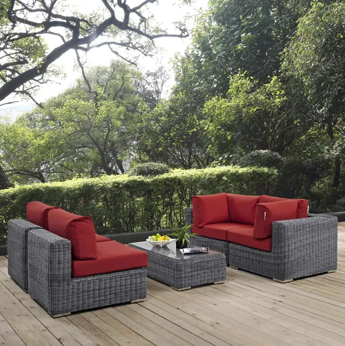 Summon 5 Piece Outdoor Patio Sunbrella® Sectional Set