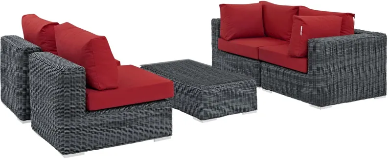 Summon 5 Piece Outdoor Patio Sunbrella® Sectional Set