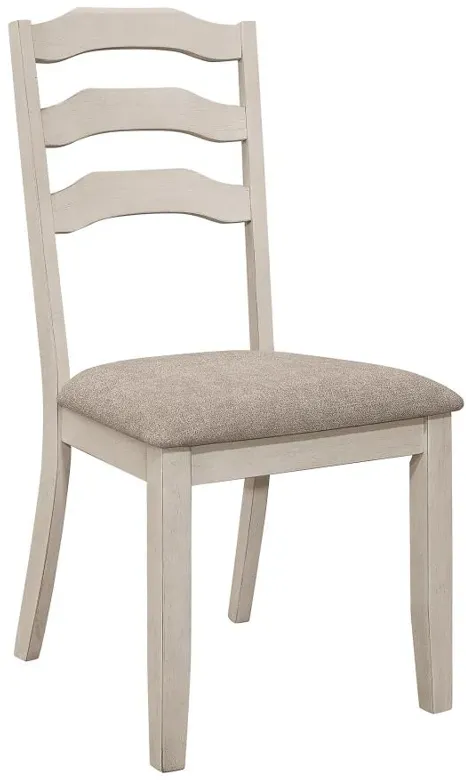 Ronnie Ladder Back Padded Seat Dining Side Chair Khaki and Rustic Cream (Set of 2)