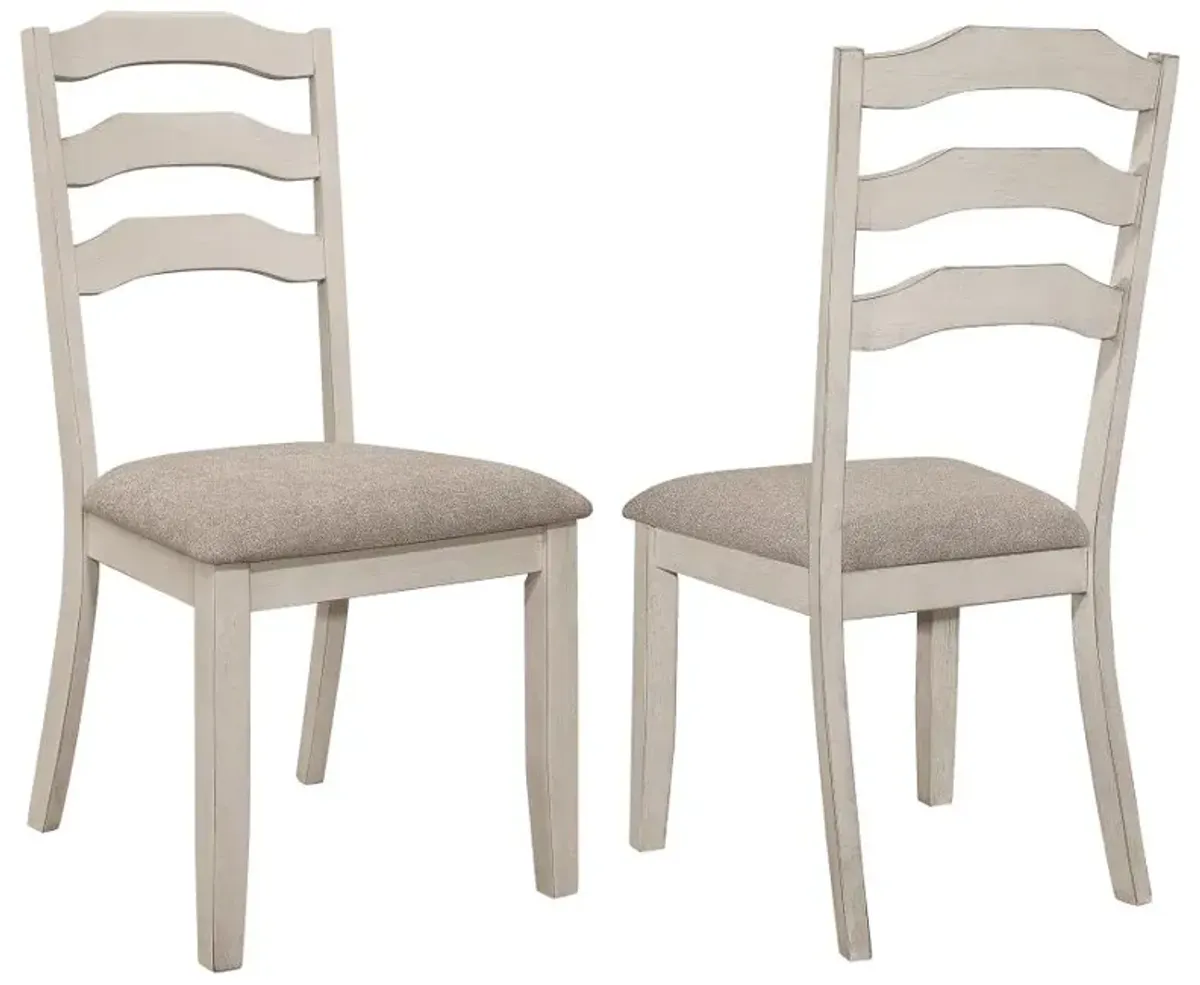 Ronnie Ladder Back Padded Seat Dining Side Chair Khaki and Rustic Cream (Set of 2)