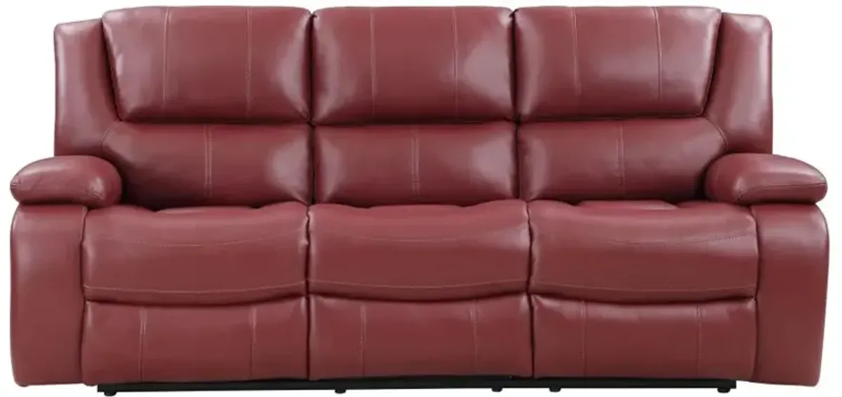 Camila 3-piece Upholstered Reclining Sofa Set Red Faux Leather