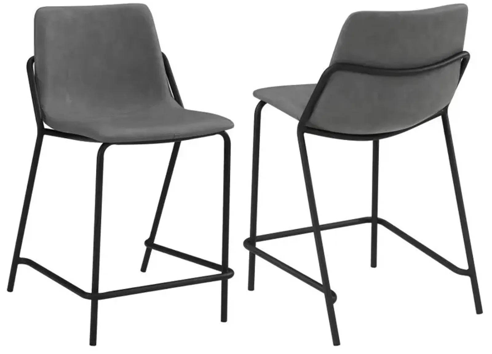 Earnest Solid Back Upholstered Counter Height Stools Grey and Black (Set of 2)