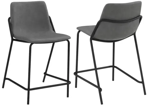 Earnest Solid Back Upholstered Counter Height Stools Grey and Black (Set of 2)