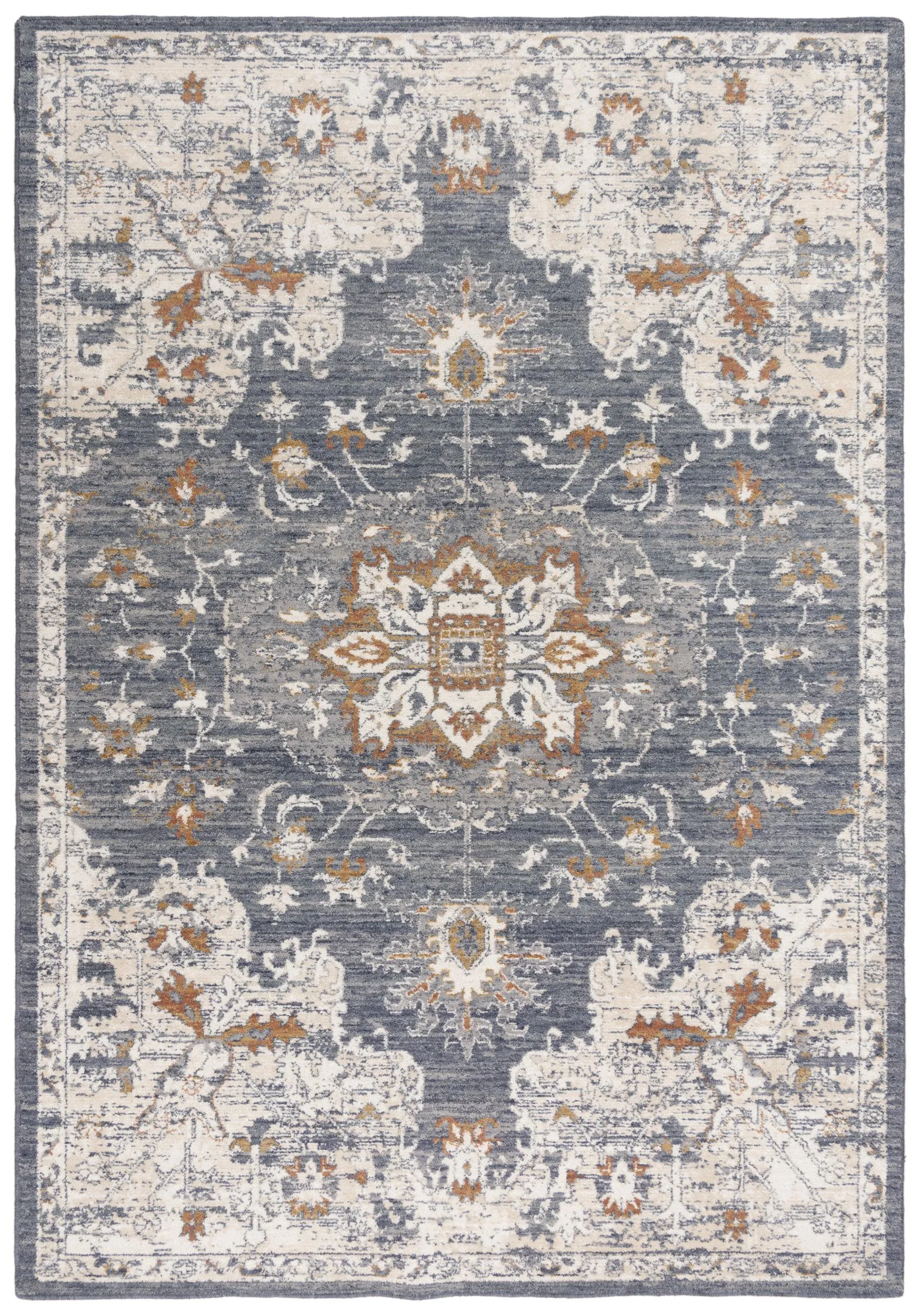 Ventura Blue Medallion Washed Wool 8' x 10' Rectangle Rug