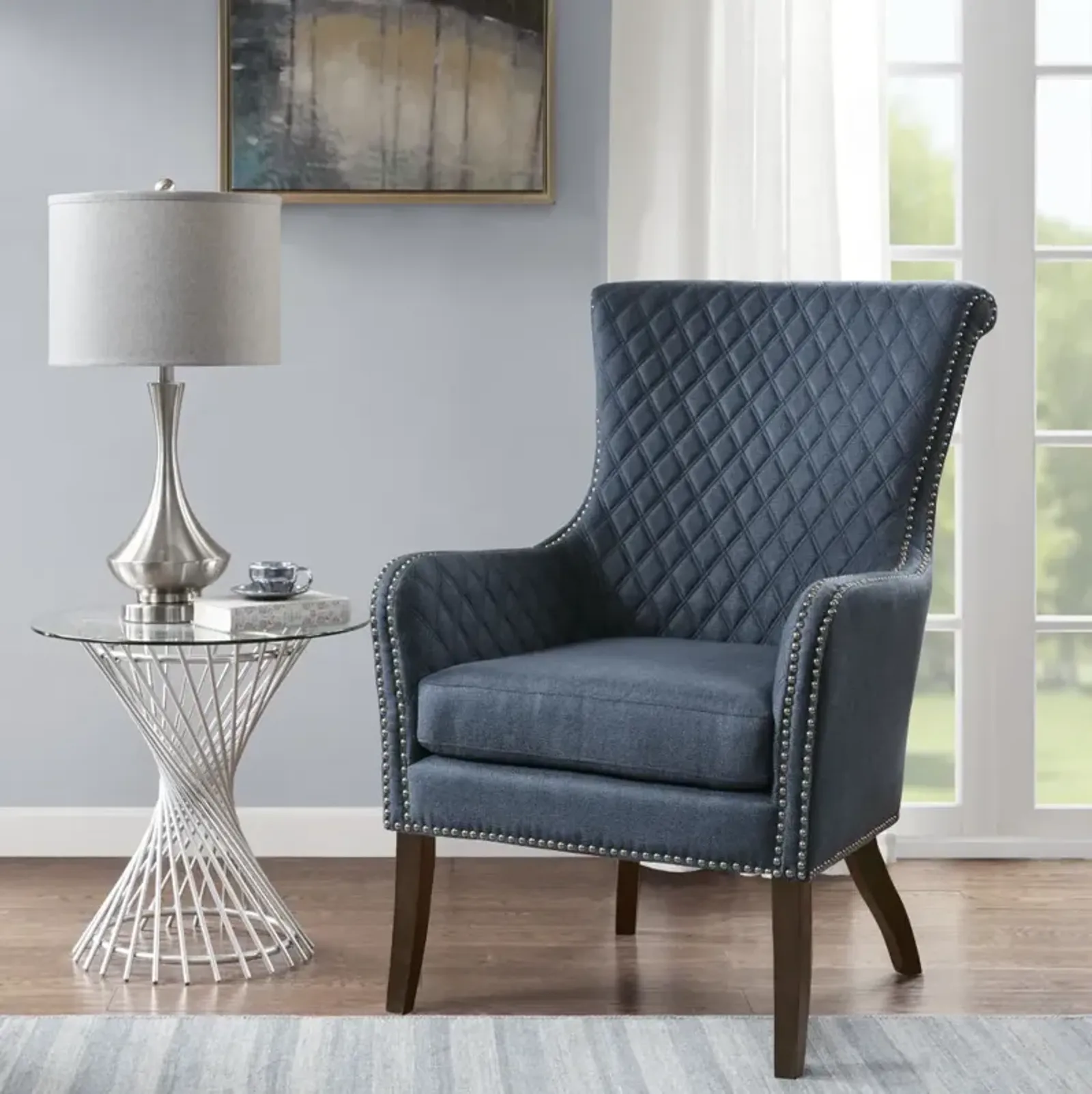 Madison Park Heston Dark Blue Accent Chair