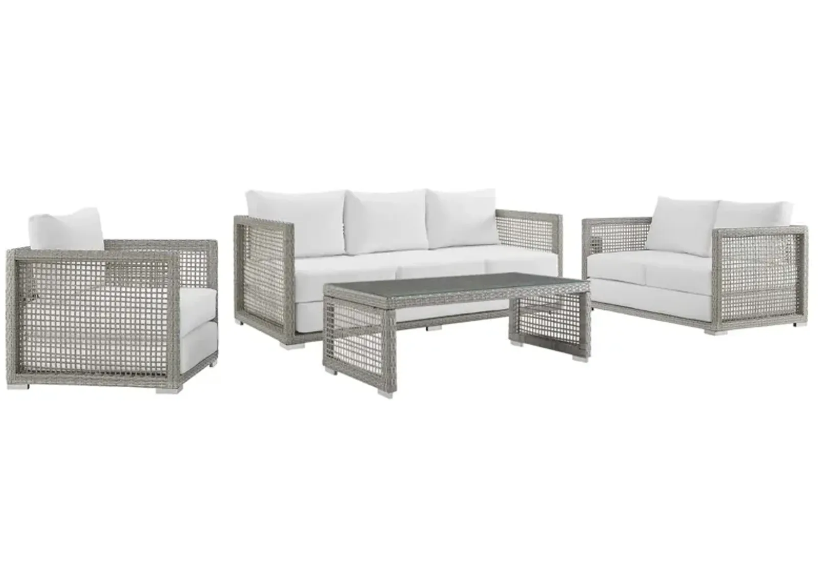 Aura 4 Piece Outdoor Patio Wicker Rattan Set