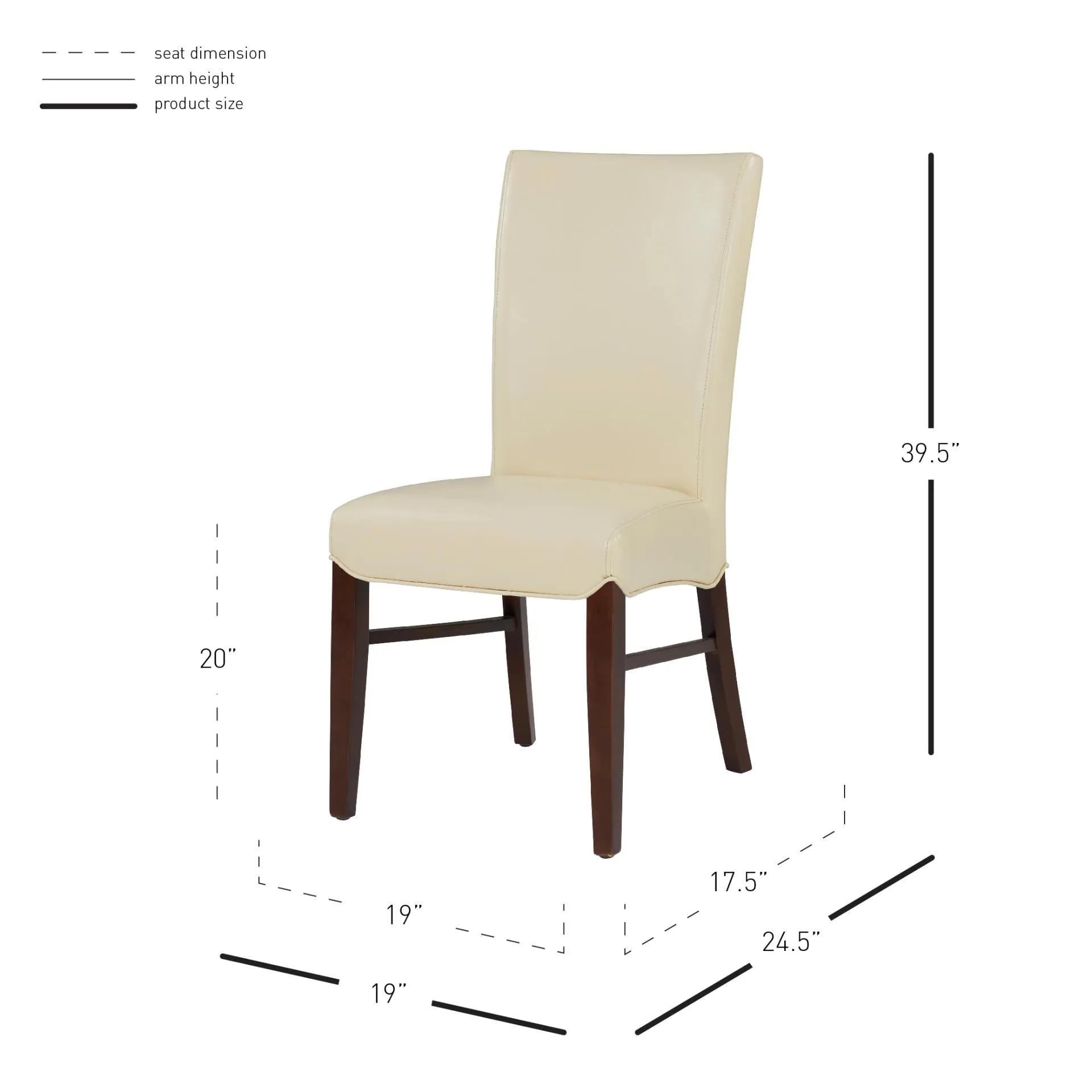 Milton Bonded Leather Dining Side Chair, Cream (Set of 2)