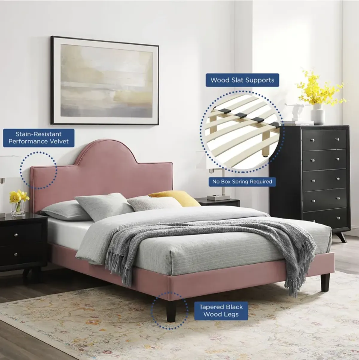 Soleil Performance Velvet Queen Bed