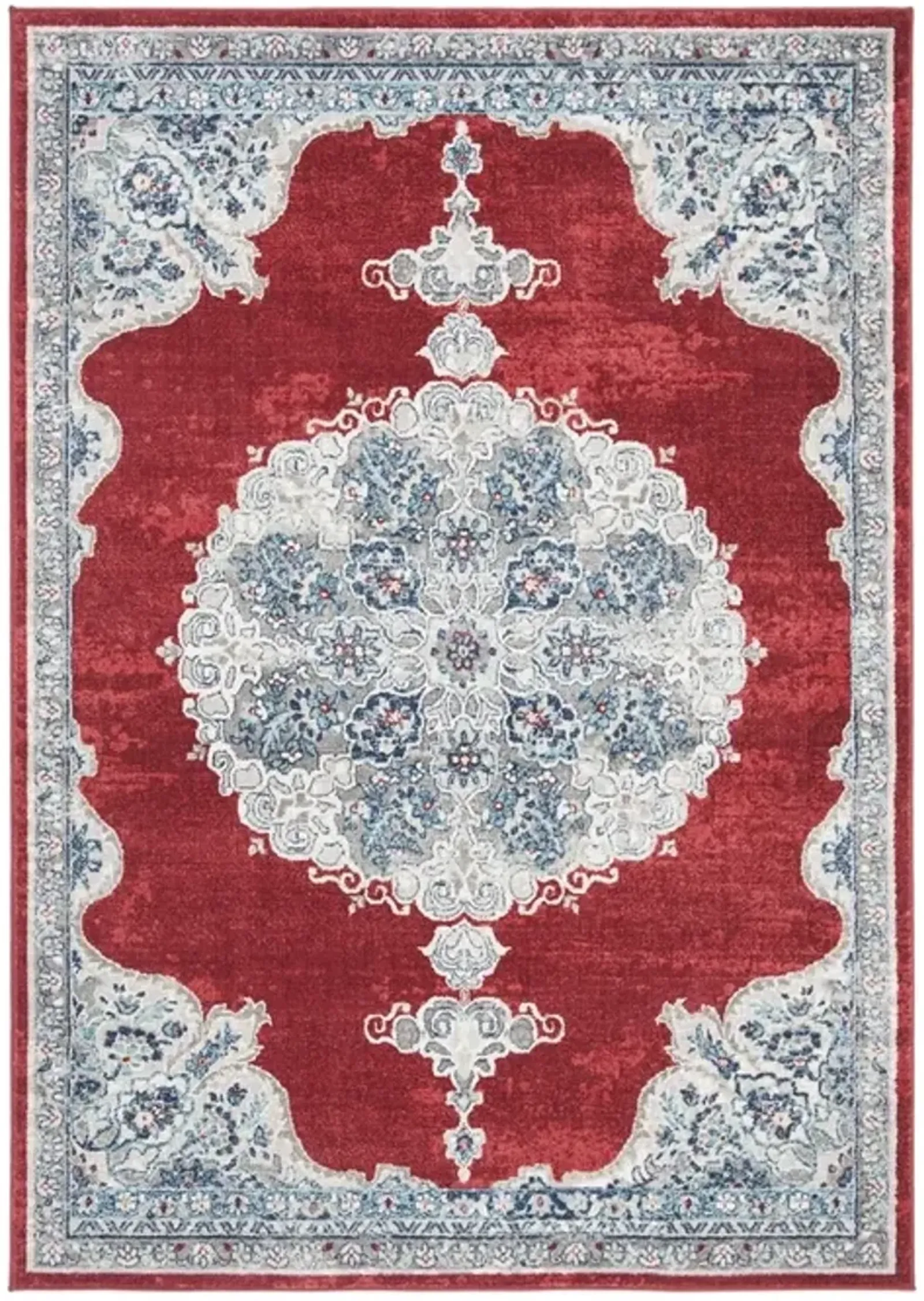 Brentwood 867 Red / Ivory 6'-7" X 6'-7" Round Round Powerloomed Rug