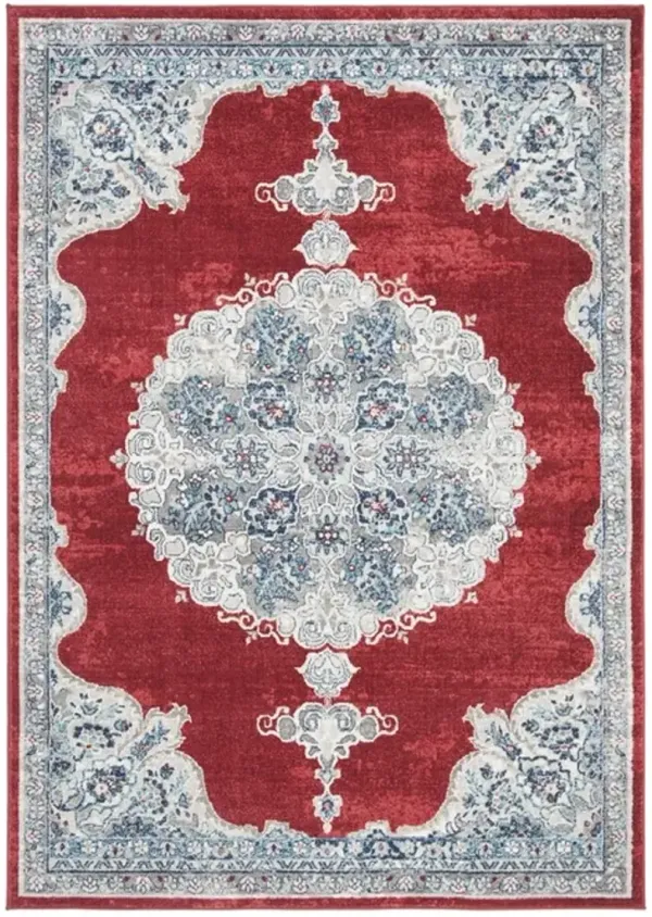 Brentwood 867 Red / Ivory 6'-7" X 6'-7" Round Round Powerloomed Rug
