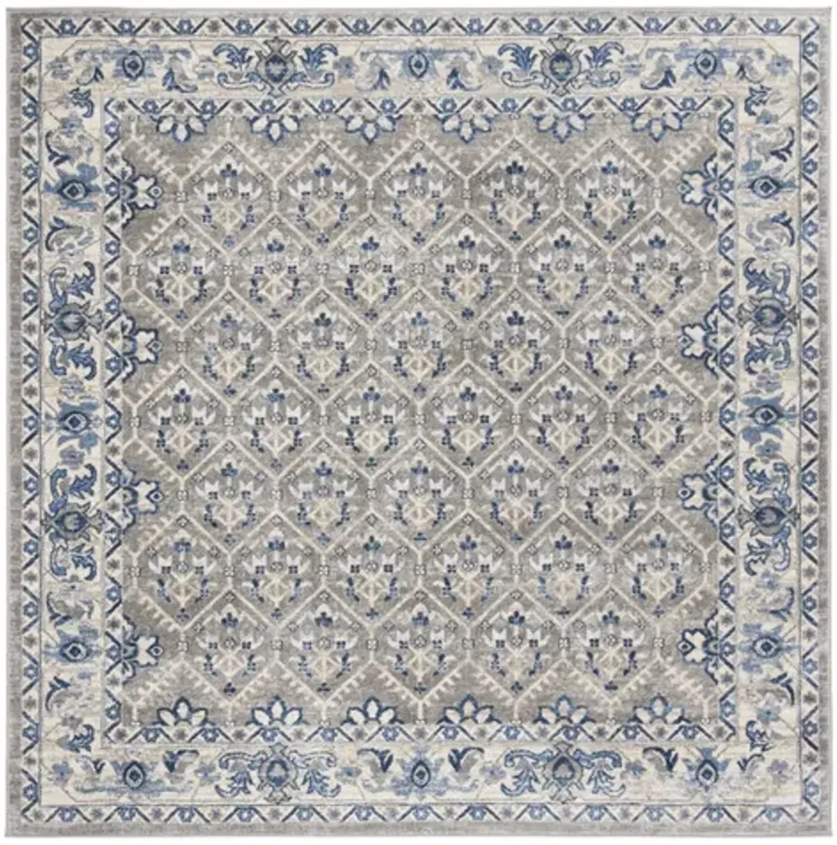 Brentwood 869 Light Grey / Blue 8' X 8' Square Square Powerloomed Rug