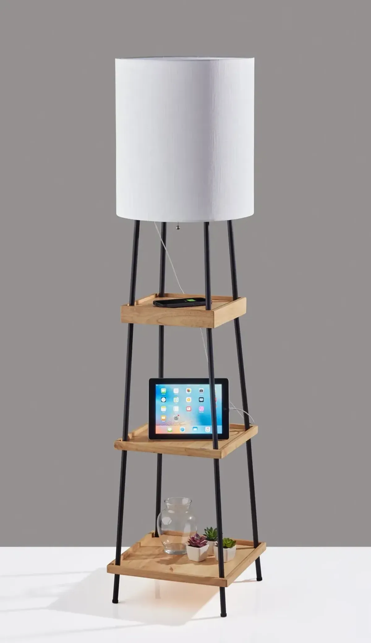 Henry AdessoCharge Shelf Floor Lamp- Natural