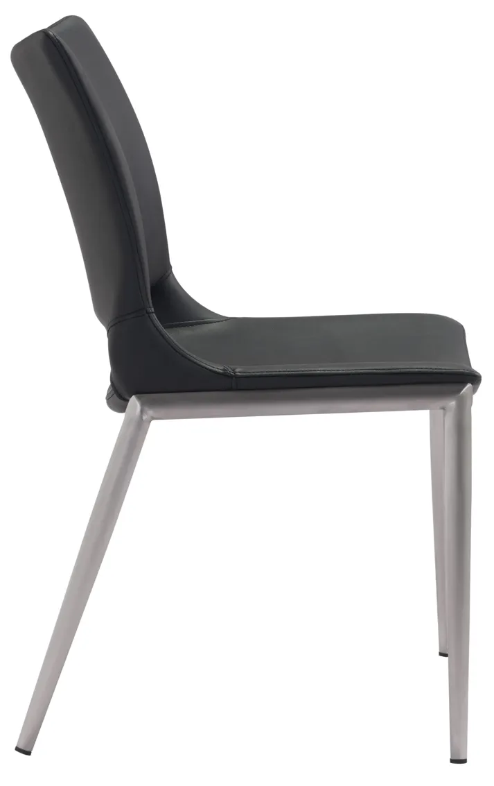 Ace Dining Chair (Set of 2) Black & Silver