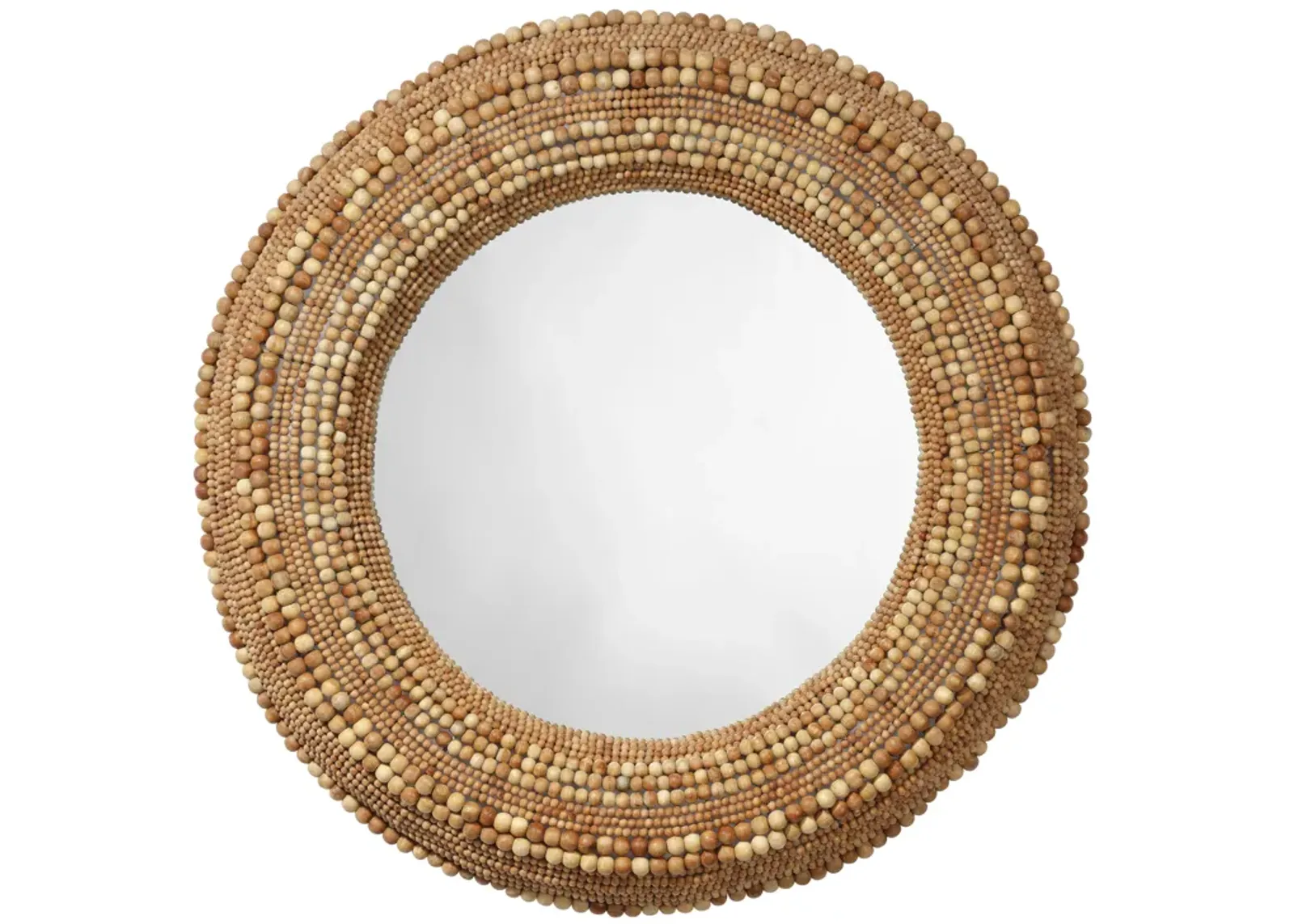 Strand Wood Beaded Round Mirror, Natural