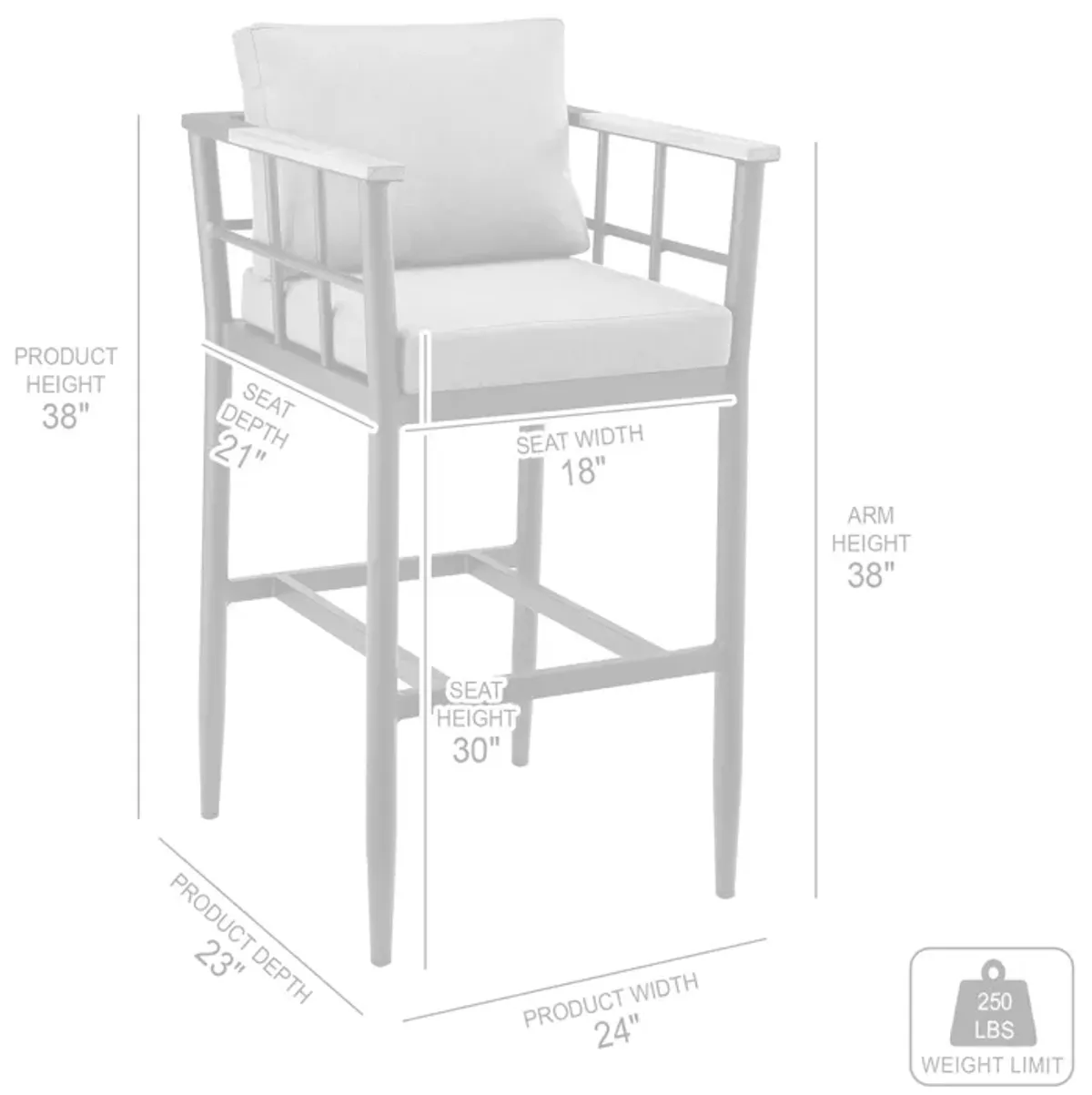 Orlando Outdoor Patio 5-Piece Bar Table Set in Aluminum with Grey Cushions