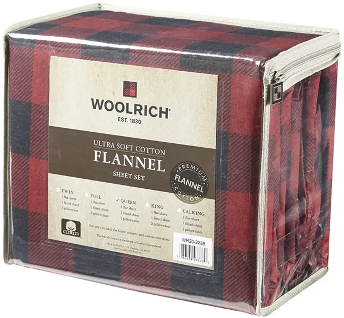 Woolrich Flannel Red/Black Buffalo Check Sheet Set