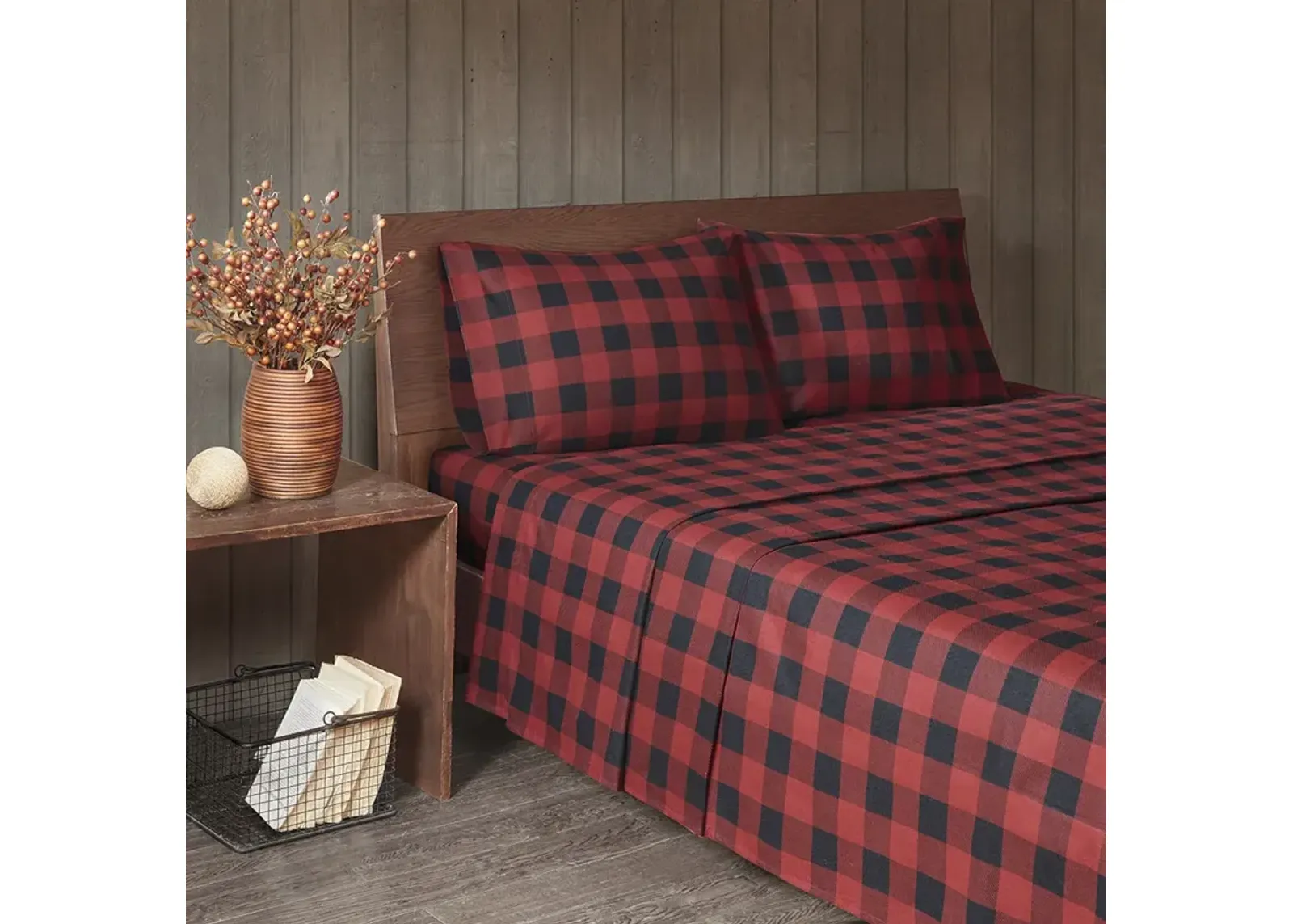 Woolrich Flannel Red/Black Buffalo Check Sheet Set