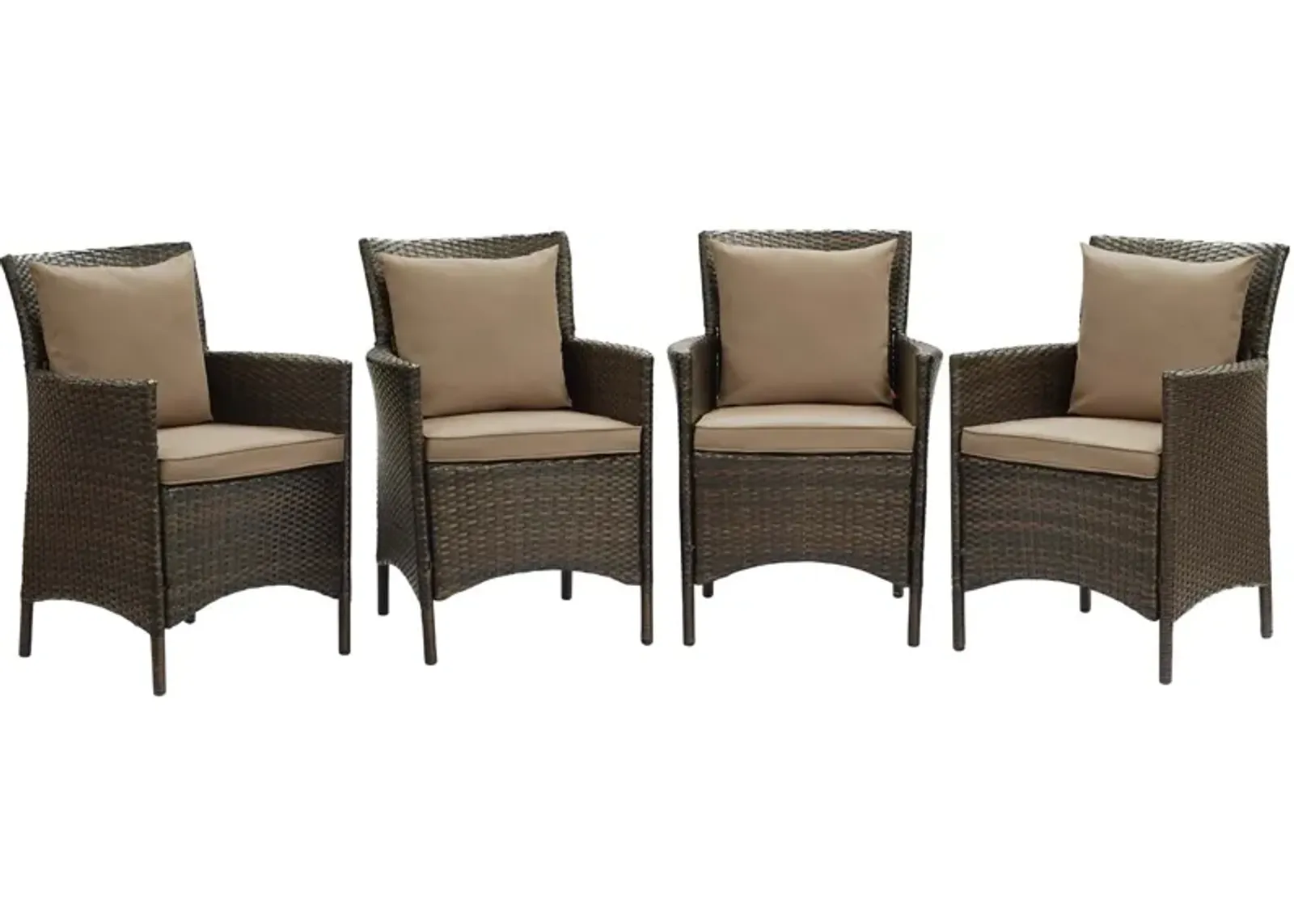 Conduit Outdoor Patio Wicker Rattan Dining Armchair Set of 4