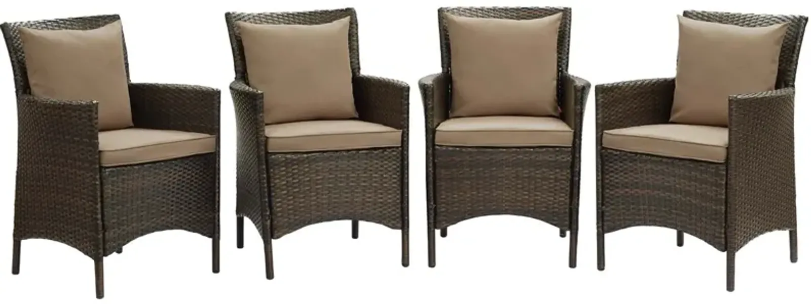 Conduit Outdoor Patio Wicker Rattan Dining Armchair Set of 4