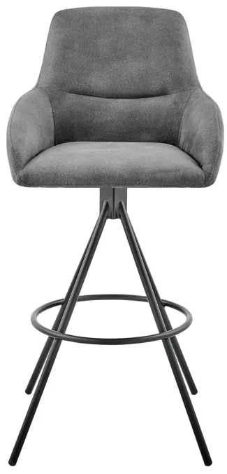 Odessa 30" Bar Height Bar Stool in Charcoal Fabric and Black Finish