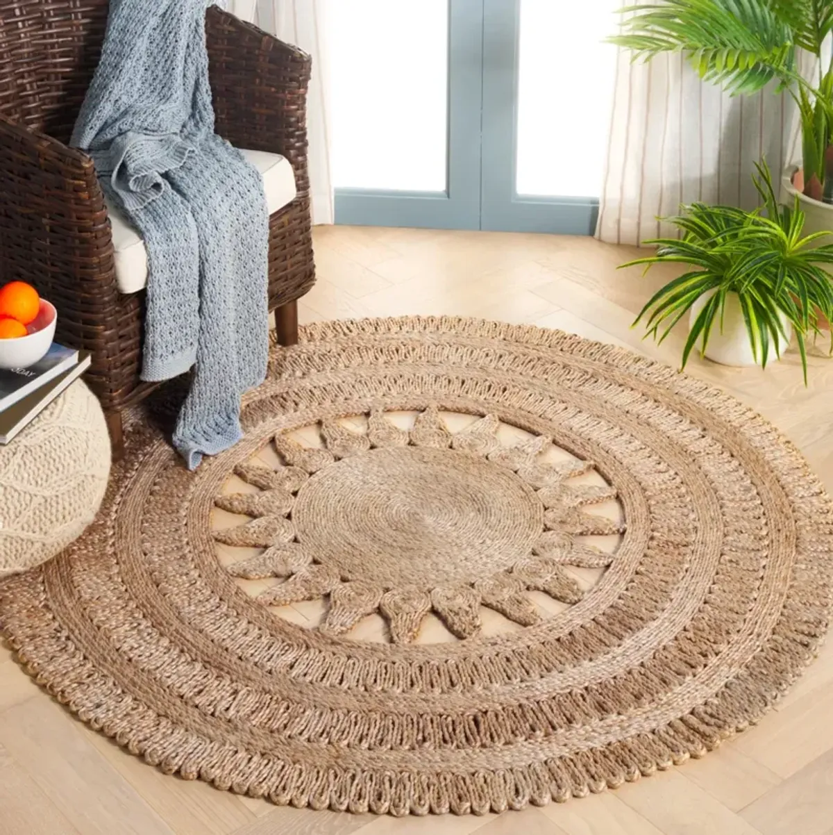 NATURAL FIBER 180 NATURAL 5' x 5' Round Round Rug