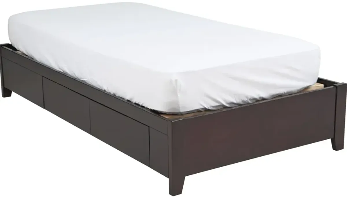 Simple Twin-Size Platform Storage Bed In Espresso