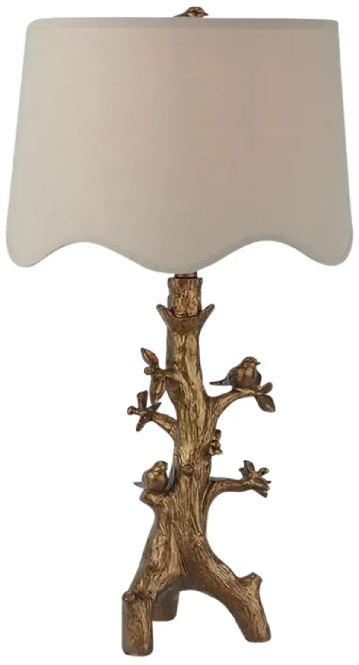 28" Perched Birds On Branch Table Lamp, Gold