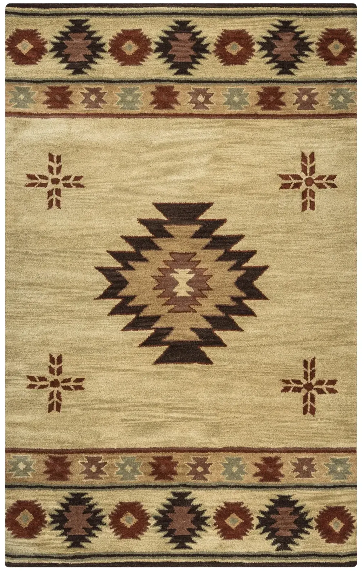 Southwest Beige Southwest/Tribal Wool 9'x12' Rectangle Rug
