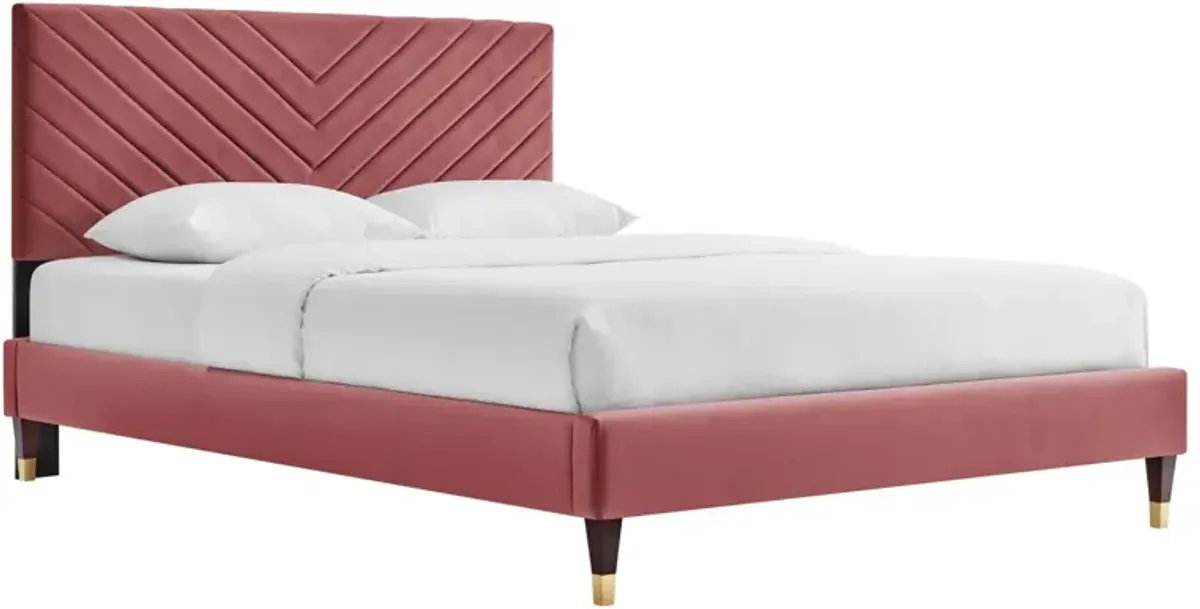 Roxanne Performance Velvet Queen Platform Bed