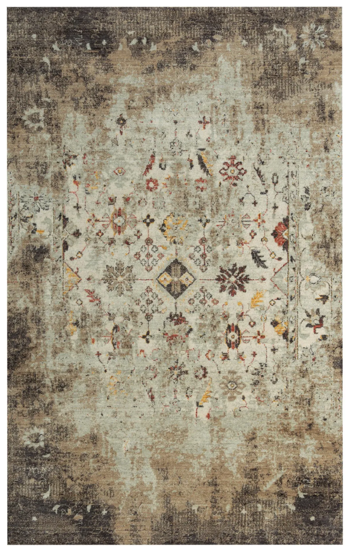 Ovation Beige/Brown distressed/classical N Z wool 5' x 8' Rectangle Rug