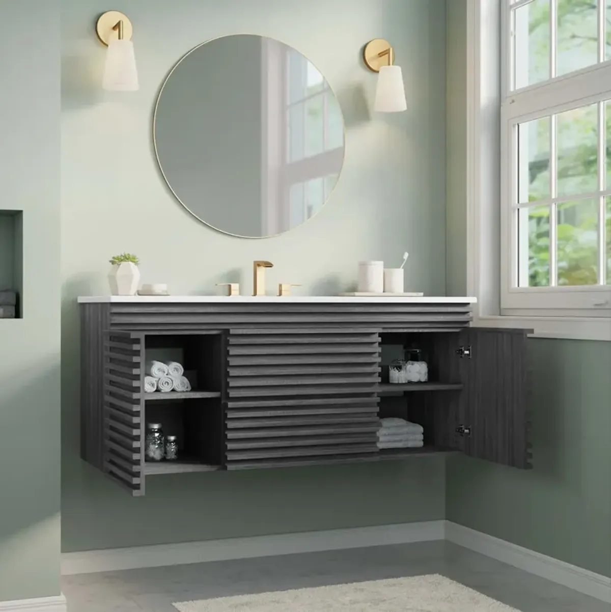 Render 48" Wall-Mount Bathroom Vanity