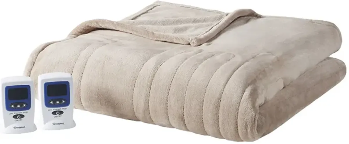 Beautyrest Microplush Taupe Heated Blanket with Wifi Technology