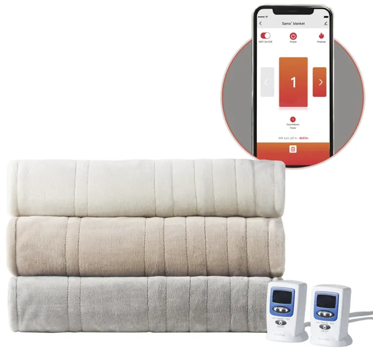 Beautyrest Microplush Taupe Heated Blanket with Wifi Technology