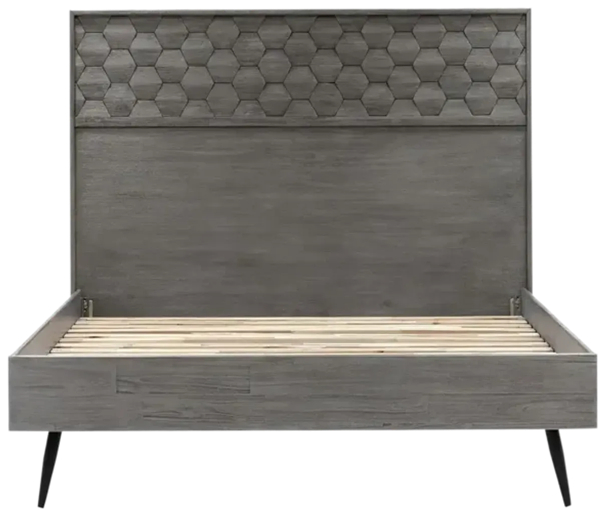 Makena Queen Platform Bed Frame in Grey Acacia Wood