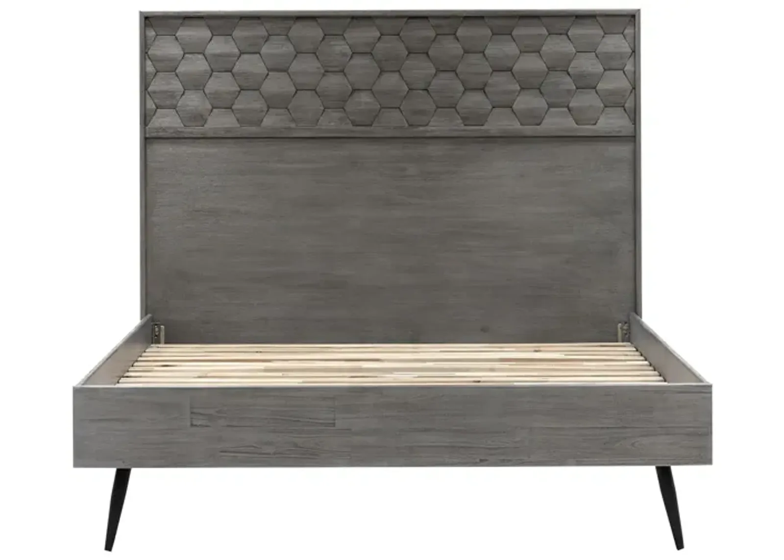 Makena Queen Platform Bed Frame in Grey Acacia Wood