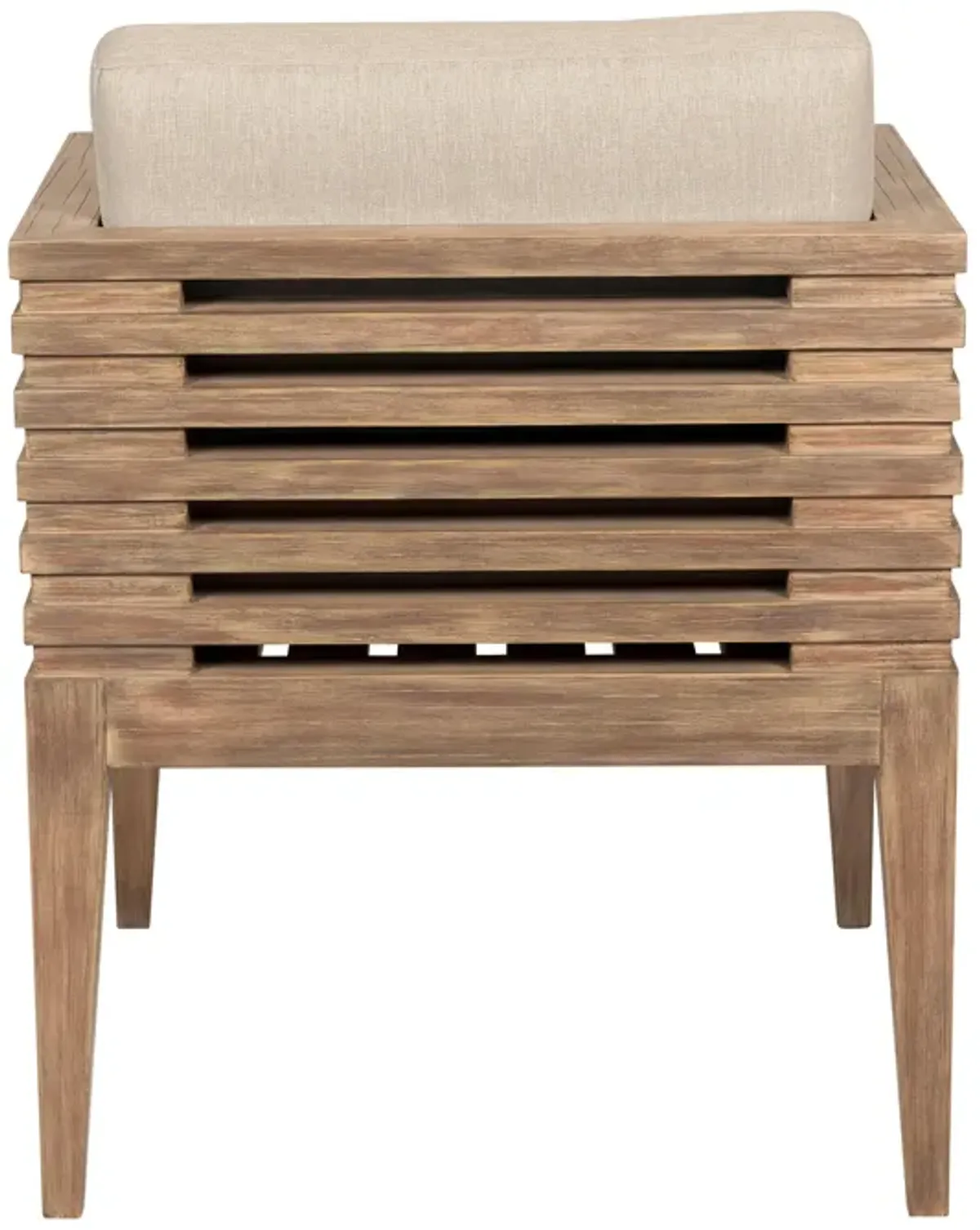 Vivid Outdoor Patio Dining Chair in Light Eucalyptus Wood with Taupe Olefin Cushions