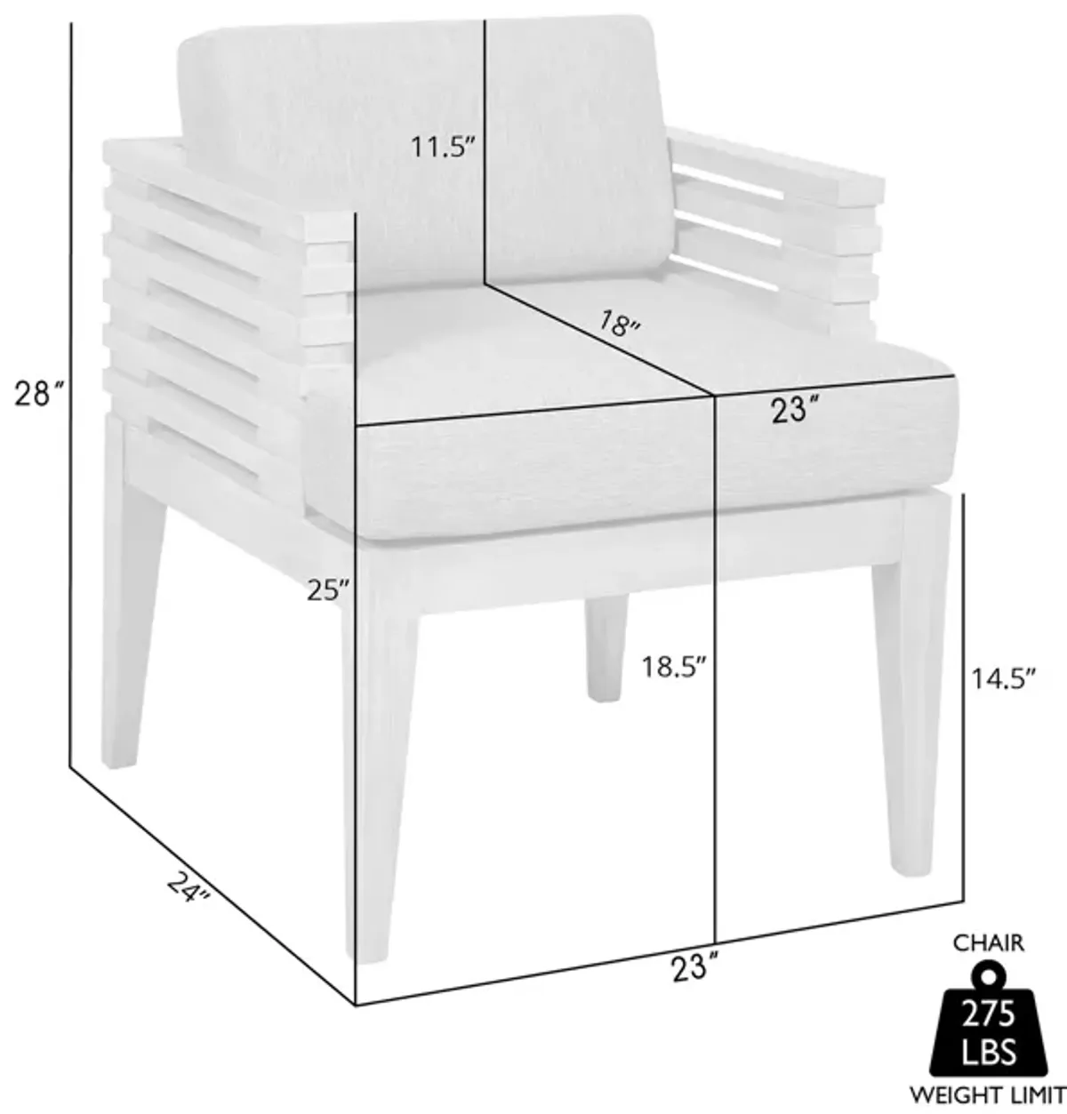 Vivid Outdoor Patio Dining Chair in Light Eucalyptus Wood with Taupe Olefin Cushions