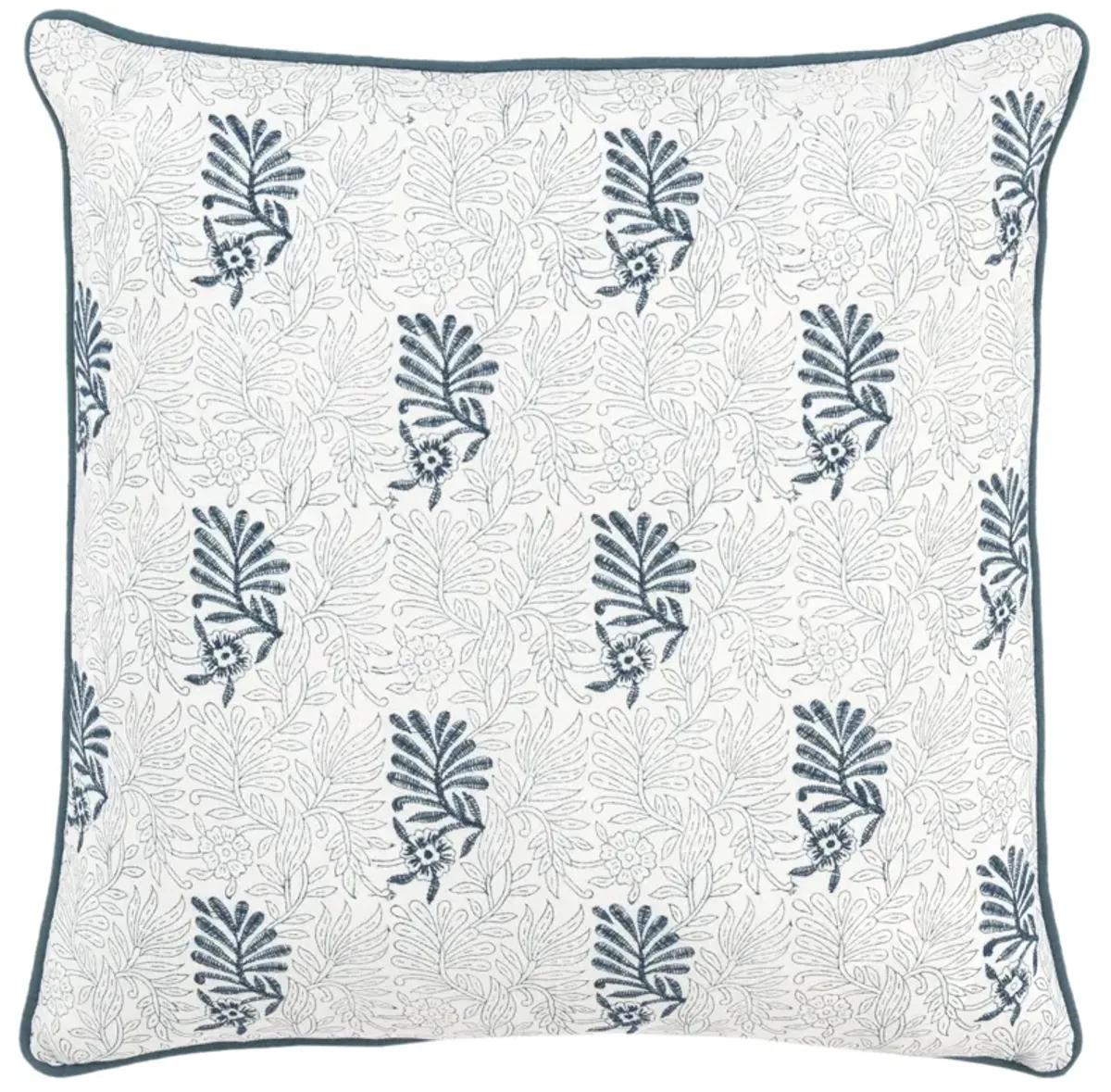 Botanical Teal/Natural  Pillow