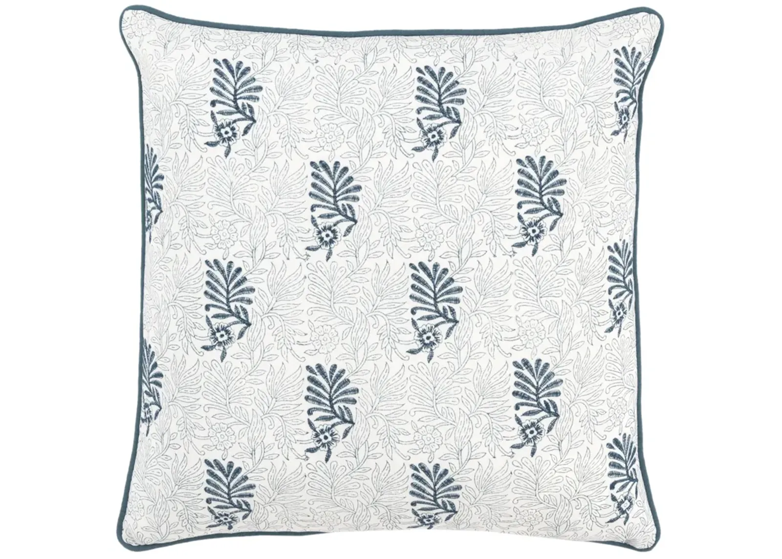 Botanical Teal/Natural  Pillow